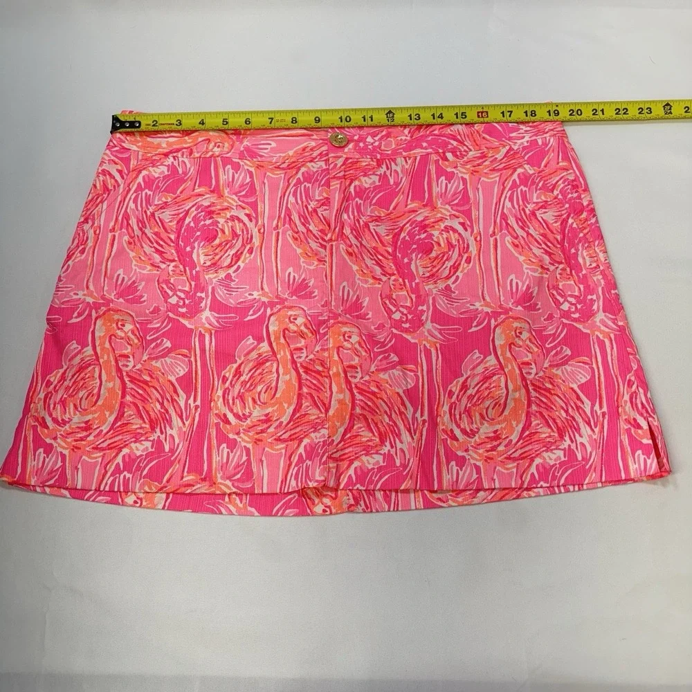 LILLY PULITZER Women's Mini Skirt‎ Hot Pink Flamingos Sz 14 **NO SKORT LINING**